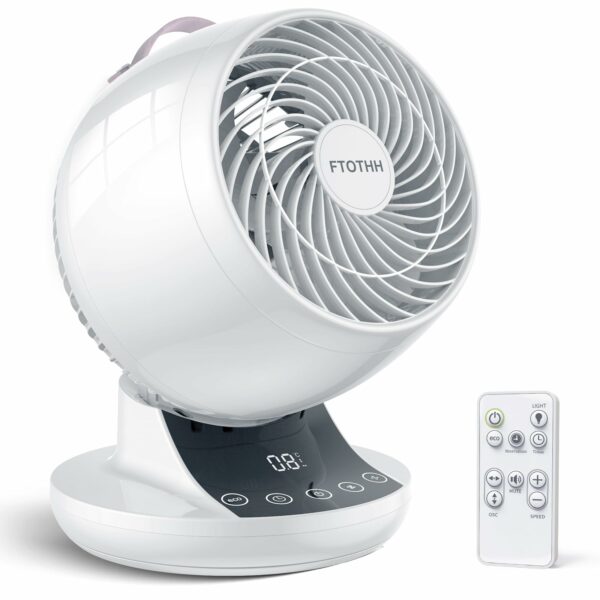 Air Circulator Desk Fan, Fans Cooling Quiet Bedroom, Super Quiet Turbo Table Oscillating Fan with Remote Control, Touch Panel, 12 Speeds