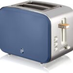 Swan ST14610BLUN Nordic 2 Slice Toaster with Defost,Reheat,Cancel Functions, Cord Storage, 900W, Blue
