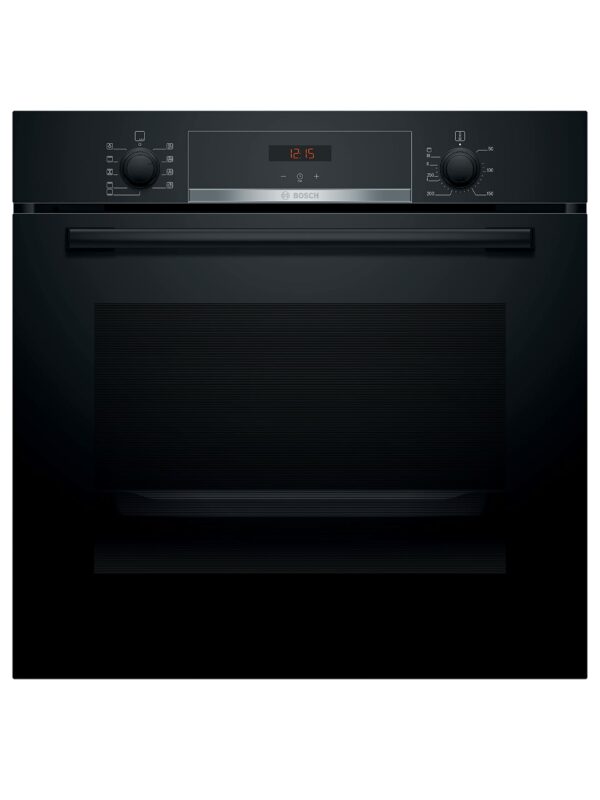 Bosch HBS534BB0B Serie 4 Built-in Oven with EcoClean Direct, Cleaning Assistance, 3D Hotair and LED display, 60 x 60 cm, Black & Bosch PBP6B6B60 Gas hob, 60 cm, Black, Serie 2, Built in