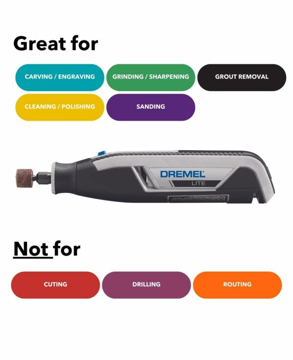 Dremel Lite 7760-15 Cordless Rotary Tool (3.6 Volt), Rotary Multi Tool Kit with 15 Accessories, 8,000-25,000 RPM for Carving, Engraving, Grinding, Sharpening, Cleaning, Polishing and Sanding