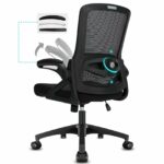 Durrafy Office Chair Ergonomic Desk Chair with 90° Flip-up Armrest Lumbar Support, Height Adjustable Chair, Executive Swivel Computer Padded Seat Cushion for Home/Office