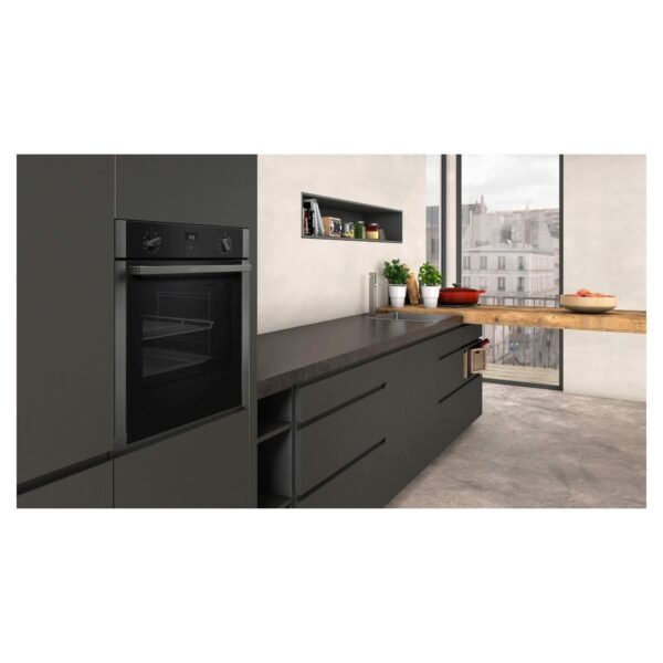 NEFF N50 B3ACE4HG0B Single Oven with Slide and Hide (fixed handle), Circotherm, Cliprails, Integrated, Graphite-Grey