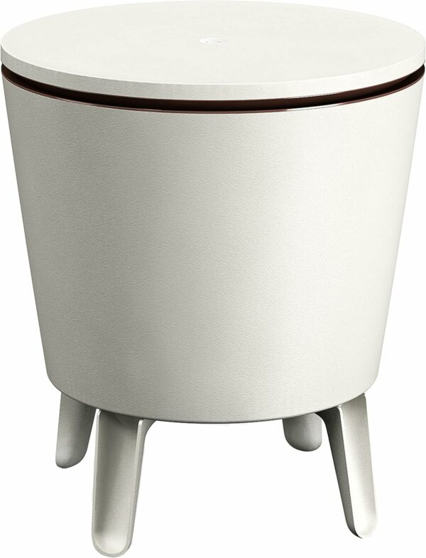 Keter Cool Bar Plastic Outdoor Ice Cooler Table Garden Furniture - white/brown