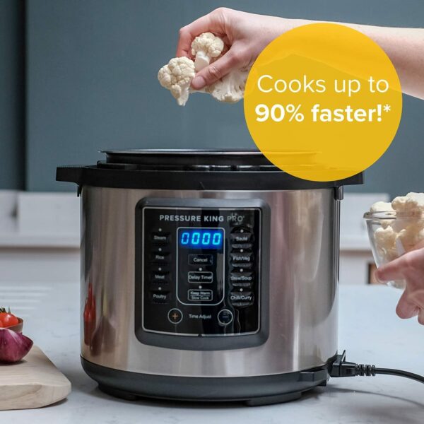 Drew&Cole Pressure King Pro 14-in-1 Digital Pressure Cooker – 4.8L Capacity – Automatic Keep Warm - 24h Delay Timer – Oven & Dishwasher Safe - 6+ servings - Charcoal Grey