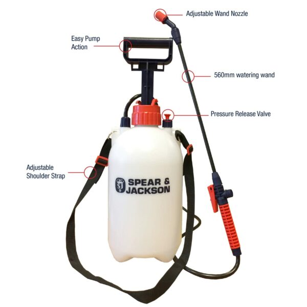 Spear & Jackson 5LPAPS 5 Litre Pump Action Pressure Sprayer