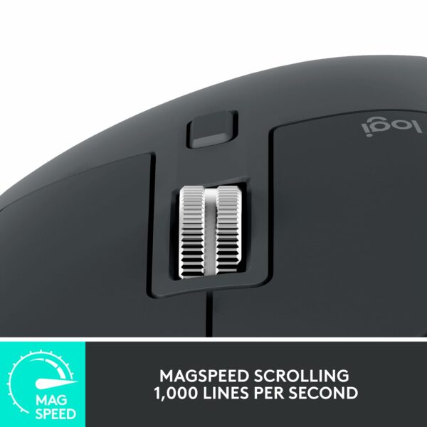 Logitech MX Master 3S - Wireless Performance Mouse with Ultra-Fast Scrolling, Ergonomic, 8K DPI, Glass Tracking, Silent Clicks, USB-C, Bluetooth, Windows, Linux, Chrome - Dark Gray