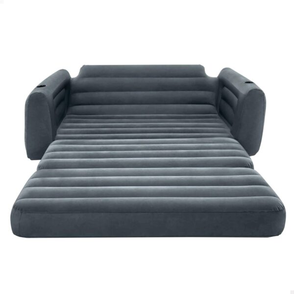 Intex King Size Sofa Bed Pull-Out Inflatable Camping Sleep Away Futon Couch with 3 quick inflation and Deflation Valves, 203 x 231 x 66 cm, Grey