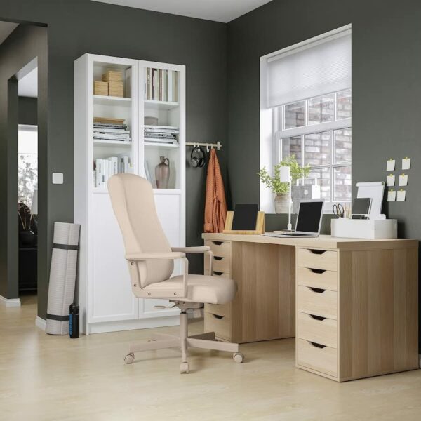 Lagkapten/Alex Desk,140x60 cm, durable and easy to care for. Desks for home. Desks computer desks. Tables desks. (White stained oak effect)