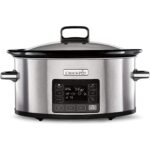 Crockpot TimeSelect Digital Slow Cooker | Programmable Digital Display | 5.6 L (7+ People) | Keep Warm Function | Energy Efficient | Stainless Steel [CSC066], Black
