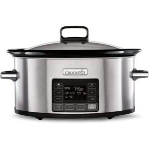 Crockpot TimeSelect Digital Slow Cooker | Programmable Digital Display | 5.6 L (7+ People) | Keep Warm Function | Energy Efficient | Stainless Steel [CSC066], Black