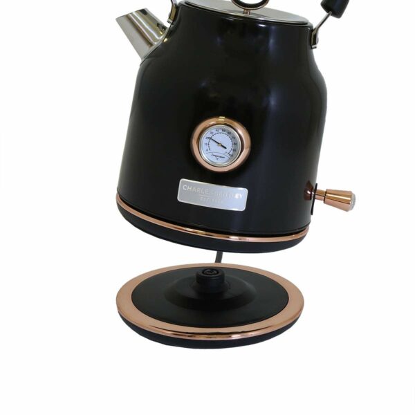 Charles Bentley 1.7L Kettle & 4 Slice Toaster Set Black & Rose Gold Fast Boil 360 Swivel Base 6 Setting Removable Water Filter
