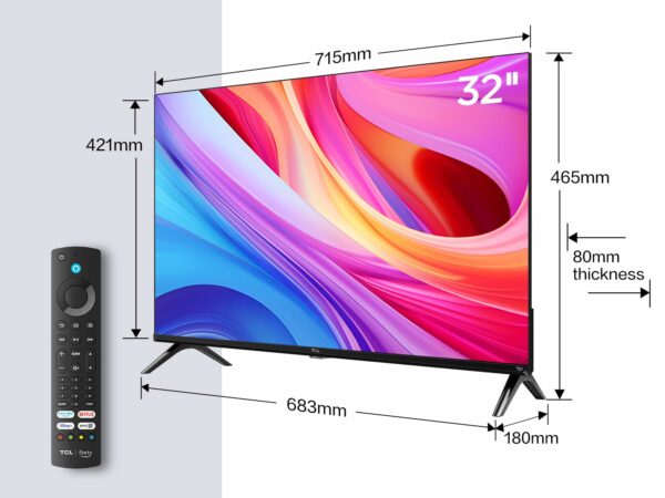 TCL 32SF540K 32-inch FHD Smart Television - HDR & HLG-Dolby Audio-DTS Virtual X/DTS-HD-Metal Bezel-less-Dual-band Wifi 5-with Fire OS 7 system