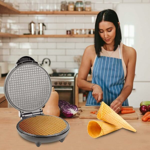 Electric Waffle Cone Maker Machine, Double Side Heating, Non-Stick Stainless Steel Mould, Biscuit Ice Cream Egg Rolls Dessert Baking Pan Kitchen Bakeware Tools