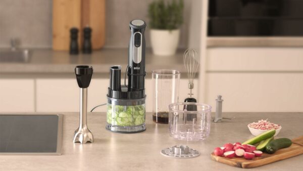 Braun MultiQuick 5 Pro MQ 55.755 M, Hand Blender With PowerBell Plus Technology, 25 Speed Wheel & Turbo, EasyClick System Plus, Mini Food Processor Included, Metal Whisk & 500ml Beaker, 1000W, Black