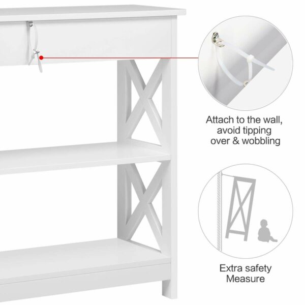 Yaheetech Console Table for Hallway, Slim Entryway Table with Drawer  Storage Shelves, Wood Sofa Table
