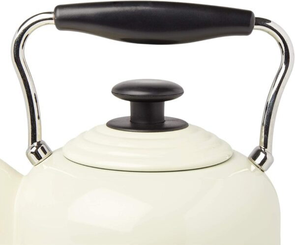 Haden Highclere Cream Kettle - 3000W Fast Boil Stainless Steel Cordless, 360 Base, Cup Markings - 1.7L Retro Design Perfect for Any Kitchen