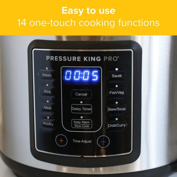 Drew&Cole Pressure King Pro 14-in-1 Digital Pressure Cooker – 4.8L Capacity – Automatic Keep Warm - 24h Delay Timer – Oven & Dishwasher Safe - 6+ servings - Charcoal Grey