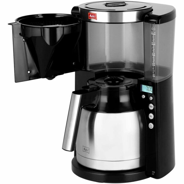 Melitta 6738044 Filter Coffee Machine with Insulated Jug, Timer Feature, Aroma Selector, Look Therm Timer Model, Black/Brushed Steel, 1011-16