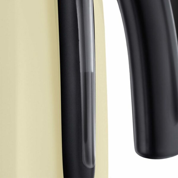 Russell Hobbs Cream Stainless Steel 1.7L Cordless Electric Kettle with black handle (Fast Boil 3KW, Removable washable anti-scale filter, Pull to open hinged lid, Perfect pour spout) 20415