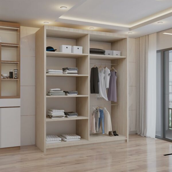 Double Mirror Sliding Door Wardrobe with LED LIGHT 90/120/150/180/203 (Oak, 150cm)