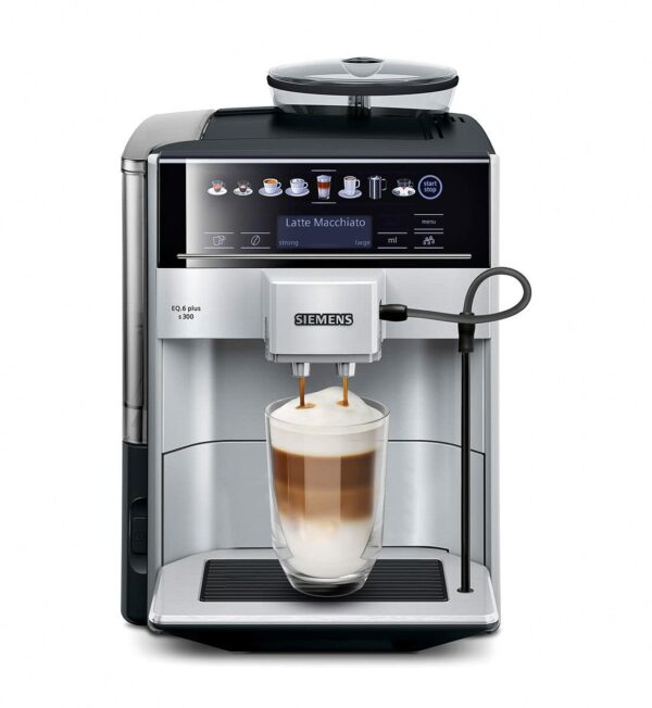 SIEMENS EQ6 plus S300, Fully Automatic Bean to Cup Espresso Coffee Machine with Cappuccinatore milk system, 10 coffee beverages, 2 user profiles - TE653M11GB, Titanium