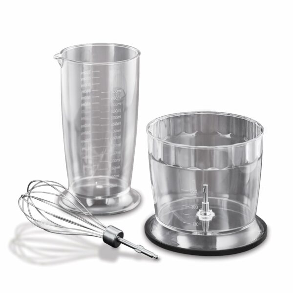 Russell Hobbs Desire 3 in 1 Electric Hand Blender, Fruit & Veg Mini Chopper & Whisk attachment, Stainless steel blending leg, whisk & blades, 500ml capacity chopping bowl & 700ml beaker, 500W, 24702