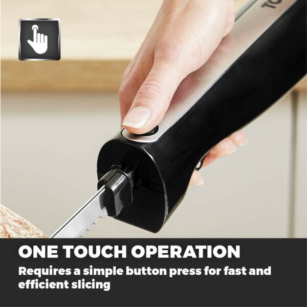 Tower T19028 Electric Knife with One Touch Operation, Ergonomic Design and Storage Case, 120W, Black, 1 Pack
