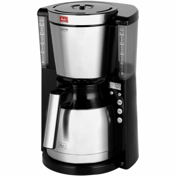 Melitta 6738044 Filter Coffee Machine with Insulated Jug, Timer Feature, Aroma Selector, Look Therm Timer Model, Black/Brushed Steel, 1011-16