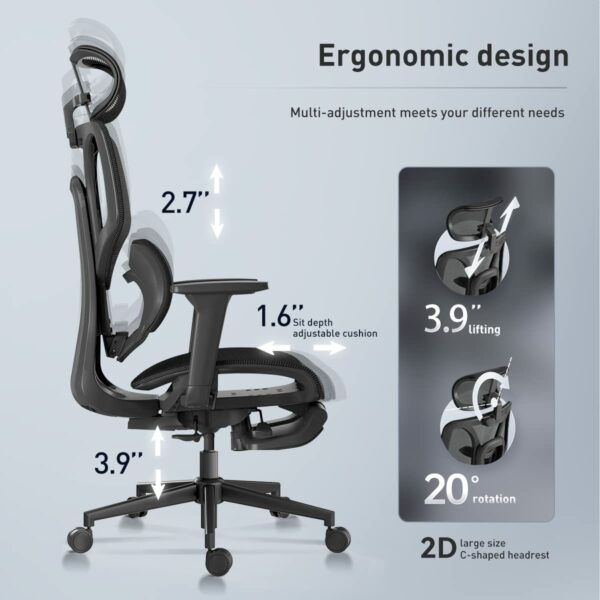 Hbada E3 Ergonomic Office Chair Elastic Adaptative Adjustment Back Lumbar Support Computer Chair