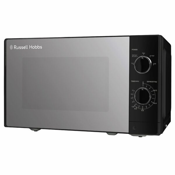 Russell Hobbs 20 Litre 800W Black Solo Manual Microwave, 5 Power Levels, Integrated Timer and Defrost Function, Easy Clean RHM2027B