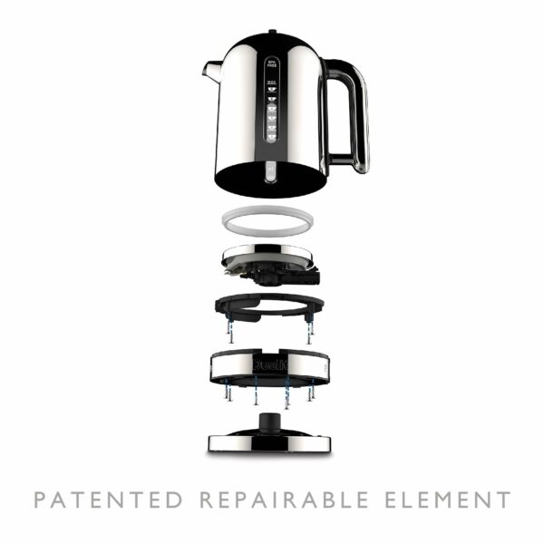 Dualit Classic Kettle | Polished Stainless Steel with Black Trim | Quiet boiling kettle | 90 Second Boil Time | 1.7 L Capacity, 2.3 kW | 72796
