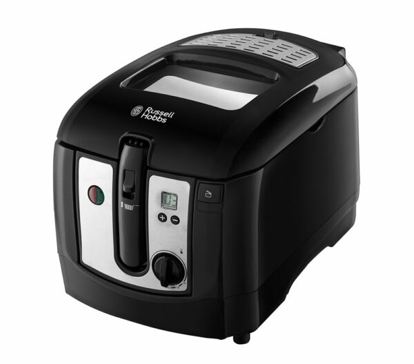 Russell Hobbs Electric Deep Fat Fryer, 3L capacity/can cook 1.2kg food, Digital timer, Large observation window, Non-stick coated pan, Adjustable thermostat, Handle lift system, 2300W, 24580