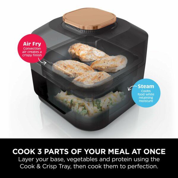 Ninja Speedi 10-in-1 Rapid Cooker, Air Fryer and Multi Cooker, 5.7L, Meals for 4 in 15 Minutes, Air Fry, Steam, Grill, Bake, Roast, Sear, Slow Cook & More, Cooks 4 Portions, Copper Black ON400UKCP