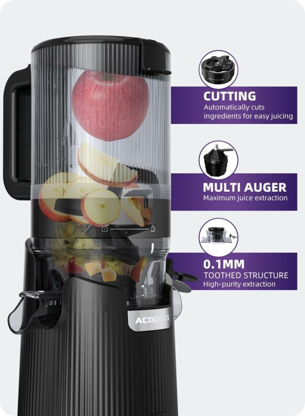 Juicer Machines, Cold Press Juicer Whole Fruit and Vegetable with 5.3" Wider and Larger Feeding Chute