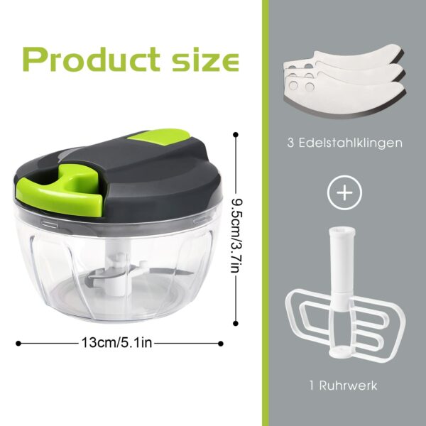 Sinnsally Manual Food Chopper Pull String,Hand Food Shredder,Onions Slicer Cutter Dicer,Garlic Slap Press,Manual Processor Vegetable Blender Chopping Onions (520ml)