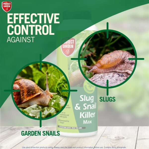 PROTECT GARDEN 86601082 Slug & Snail Killer Max, 800G - Powerful Slug Killer Pellets - for Protecting Ornamental Plants and Garden Vegetables - Snail Repellant - Approved for Organic Gardening