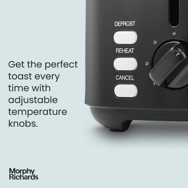Morphy Richards Equip Black 2 Slice Toaster - Defrost And Reheat Settings - 2 Slot - Stainless Steel - 222064