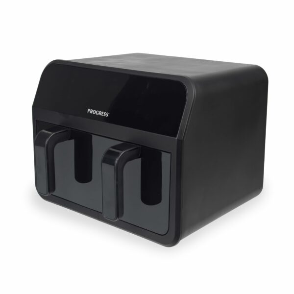 Progress Dual View Air Fryer – 7 Litre, Non-Stick Cooking Basket, Removable Divider, Family Size Capacity, Viewing Window, Digital LED Touch Display, 6 Cooking Functions, Hot Air Circulation, 2300 W