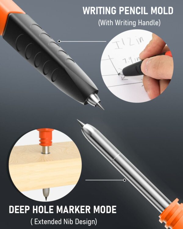 Nicpro Carpenter Pencils Set Upgraded 3-IN-1 with Finger Grip, 1Pcs Construction Pencil with 13 Refill Mini Spirit Level