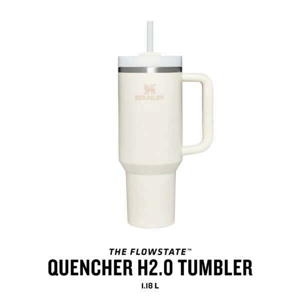 Stanley Quencher H2.0 Flowstate Tumbler 1.2L - Cold For 11 Hours - Iced For 48 Hours - Metal Water Bottle With Straw, Handle And Lid - Dishwasher Safe - Travel Mug For Cold Drinks - Cream Tonal