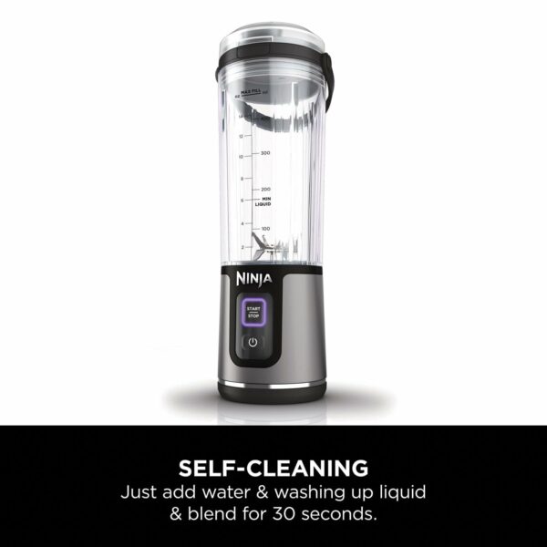 Ninja Blast Portable Blender, 530ml, Leakproof Lid & Sip Spout, Powerful Cordless Mini Blender, Rechargeable, Portable Smoothies, Protein Shakes, Blends Ice & Frozen Fruit, Black, BC151UKBK