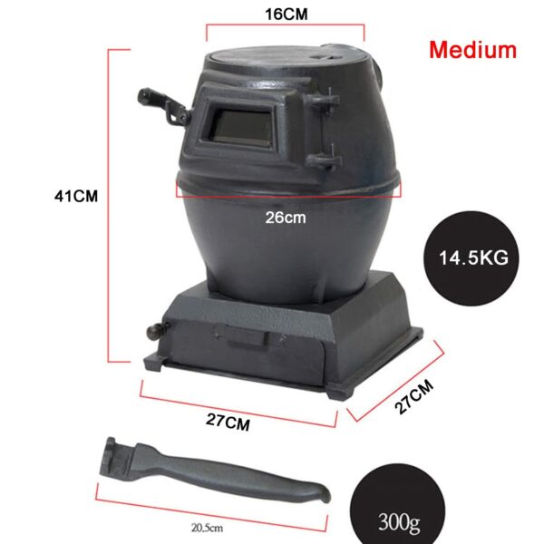 DISHENGZHEN Pure Cast Iron Coal Fire, Wood Stove, Viewing Window, Multi-Purpose Camping Stove for Tent, Indoor, Villa, Shelter, Heating and Cooking