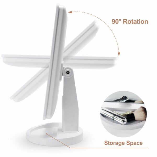 FASCINATE Makeup Vanity Mirror with Lights and Detachable 10X Magnification, 21 Led Lights Adjustable Dimming Touch Sensor, Dual Power Supply, 180° Rotation, Portable Cosmetic Mirror