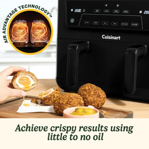 Cuisinart XXL10.4L Air Fryer with 2 x 5.2L Drawers |PFAS Free|Chemical-free cooking | Air Fry, Roast, Grill, Bake, Dehydrate, Max Crisp, Keep Warm | Dual Zones - cook 8+ portions|Dishwasher Safe