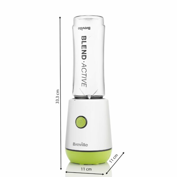 Breville Blend Active Personal Blender & Smoothie Maker | 350W | 2 Portable Blend Active Bottles (600ml) | Leak Proof Lids | White & Green [VBL246]