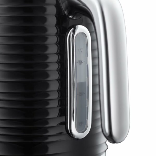 Russell Hobbs Inspire Electric 1.7L Cordless Kettle (Fast Boil 3KW, Black premium textured plastic, high gloss finish, Removable washable anti-scale filter, Pull off lid, Perfect pour spout) 24361