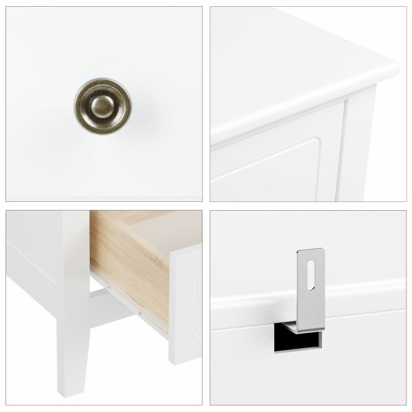 FOREHILL Bedroom Chest of Drawers White Sideboard 5 Drawers Storage Cabinet Cupboard Unit Bedroom Furniture 40x80x80cm