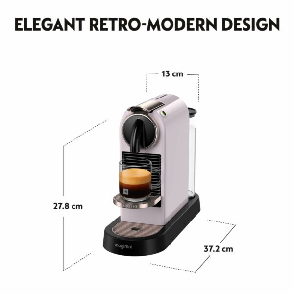 Nespresso CitiZ EN167.P Capsule Coffee Machine, Single-Serve Pod Coffee Machine, Compact Design, 19 Bar Pressure, 2 Cup Sizes, Welcome Set Included, Pink
