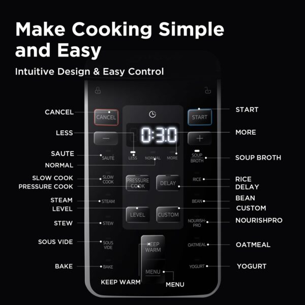 Midea Pressure Cooker 6L, 70% Faster 13 Presets, Recipes on line, 9-in-1 Multi Cooker(Yogurt Maker, Rice Cooker, Slow Cooker, Sauté, Steamer,etc.) Stainless Steels Inner Pot Non-Stick Dishwasher Safe