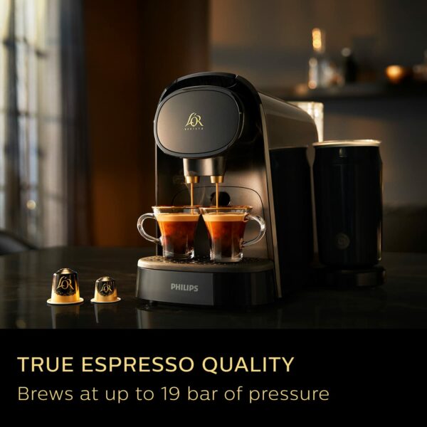 Lor Barista Coffee Machine Milk Frother by Philips with L'OR Double Splendente XXL 5X10PC, Double Shot, Aluminium Coffee Capsules